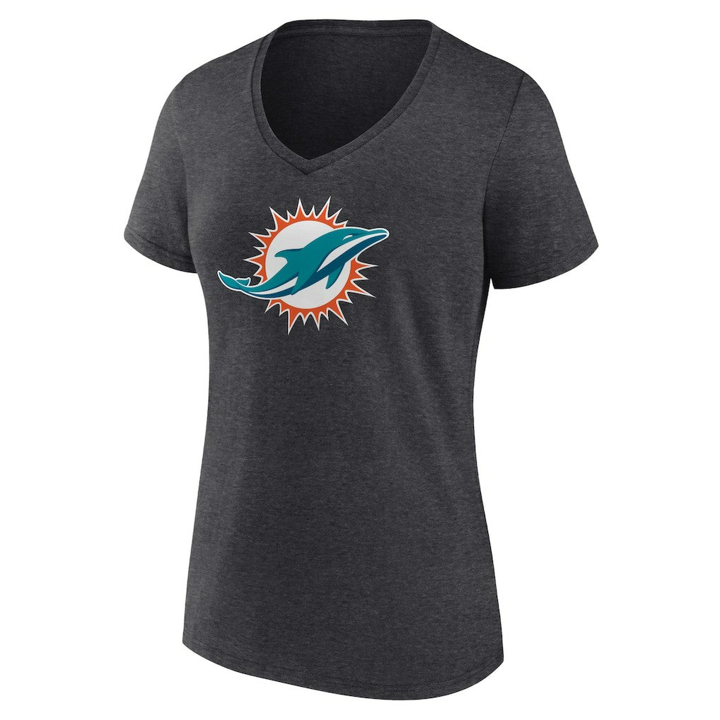 Miami Dolphins Women's Primary Team Logo V-Neck T-Shirt - Charcoal for sale