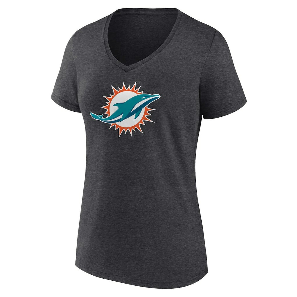 Miami Dolphins Women's Primary Team Logo V-Neck T-Shirt - Charcoal for sale