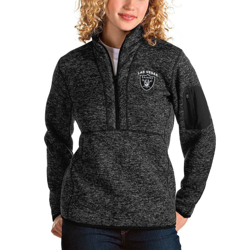 Las Vegas Raiders Antigua Women's Fortune Half-Zip Pullover Jacket - Heather Black outlet