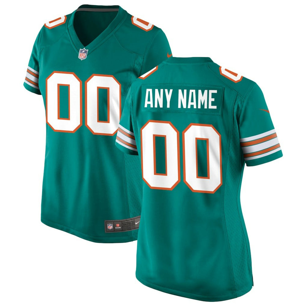 Miami Dolphins Women's Alternate Custom Game Jersey - Aqua cheap