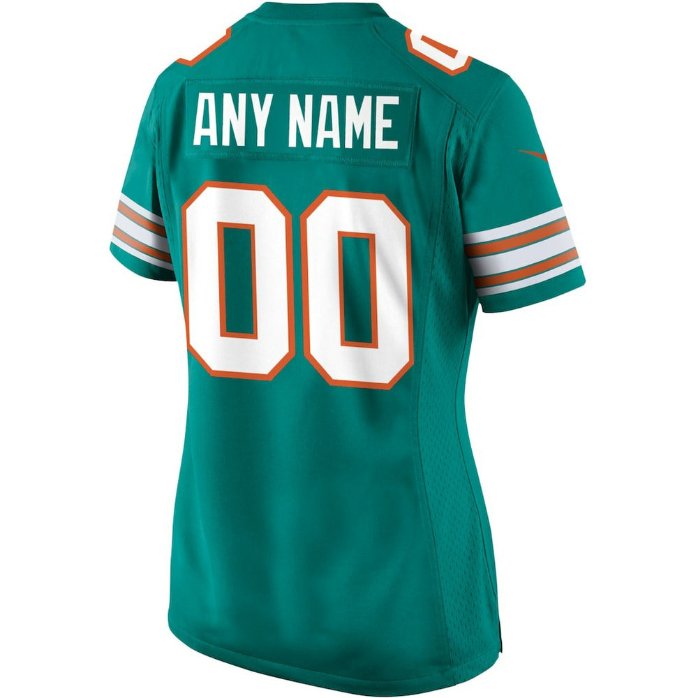 Miami Dolphins Women's Alternate Custom Game Jersey - Aqua cheap