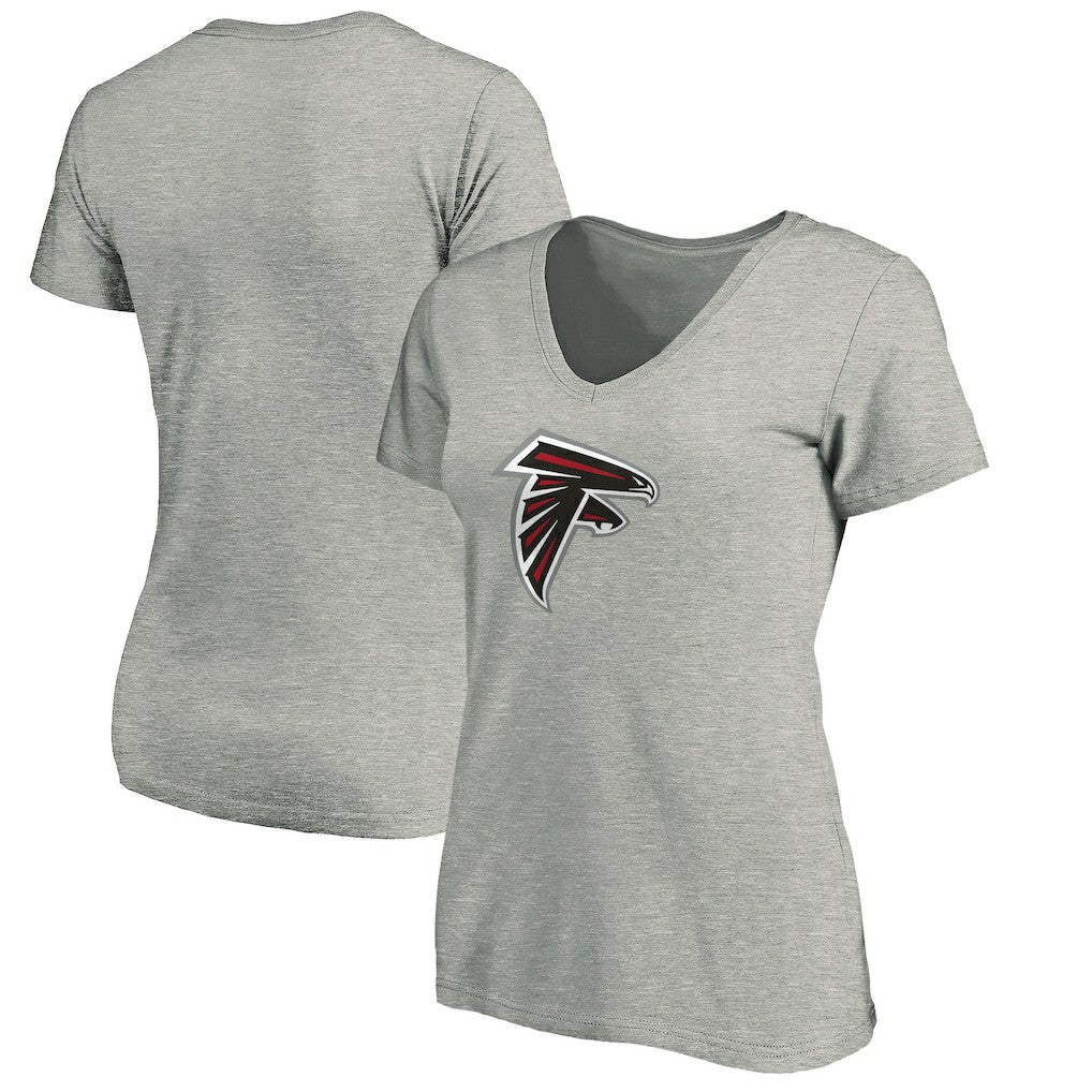 Atlanta Falcons Women's Primary Logo V-Neck T-Shirt - Heather Gray outlet