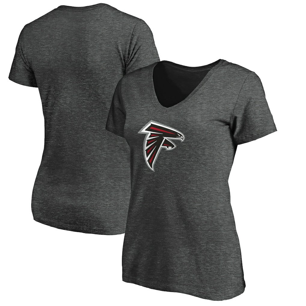 Atlanta Falcons Women's Primary Logo V-Neck T-Shirt - Heather Gray for sale