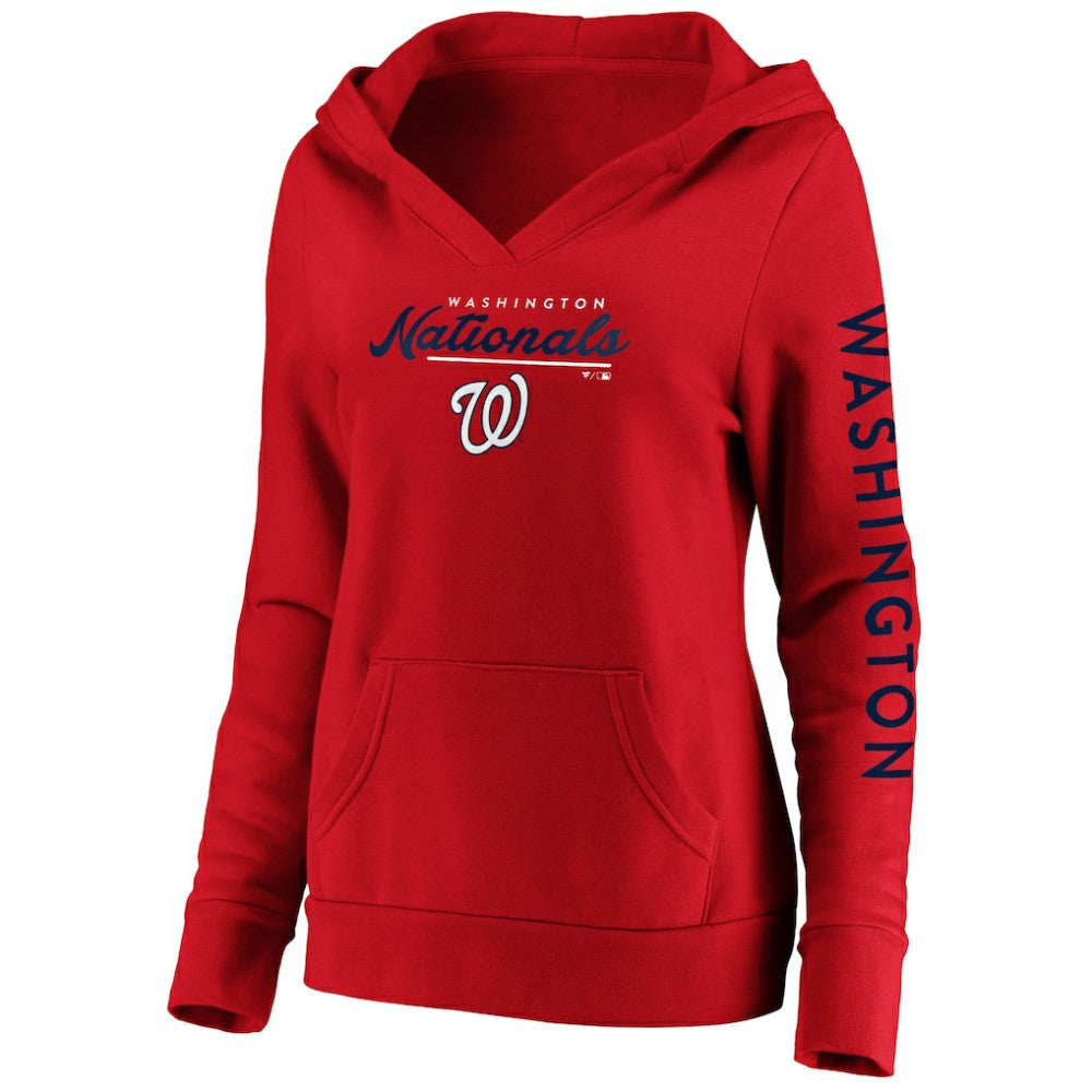 Washington Nationals Women's Core High Class Crossover Pullover Hoodie Red