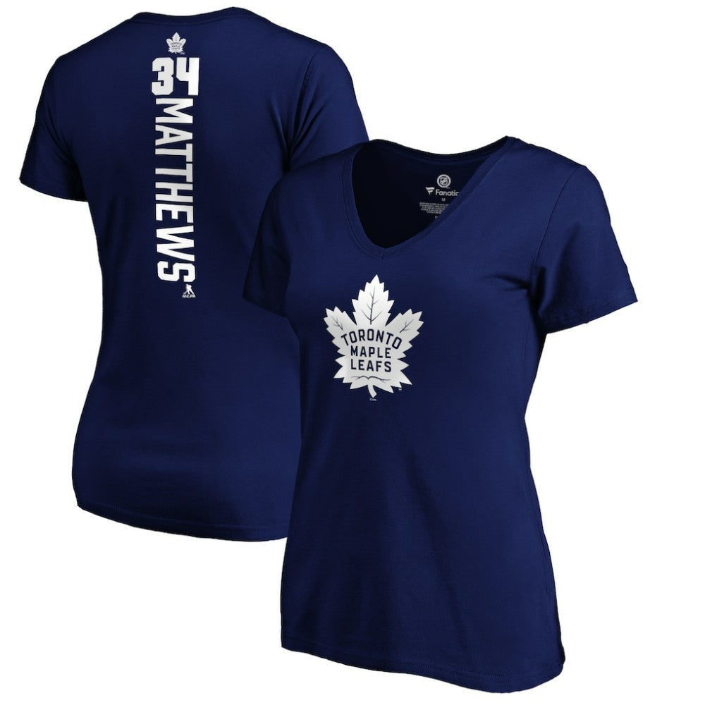 Auston Matthews Toronto Maple Leafs Women's Playmaker V-Neck T-Shirt - Royal T-shirts
