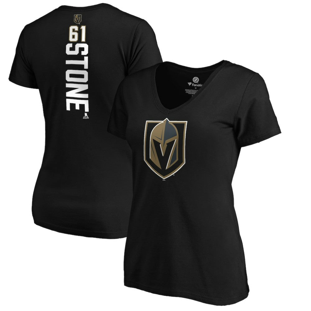 Mark Stone Vegas Golden Knights Women's Playmaker V-Neck T-Shirt - Black T-shirts