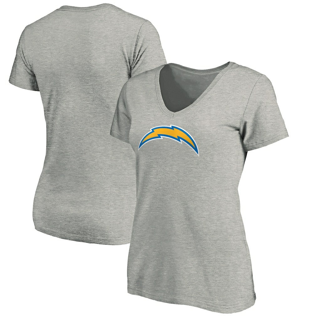 Los Angeles Chargers Women's Primary Logo V-Neck T-Shirt - Heather Gray cheap