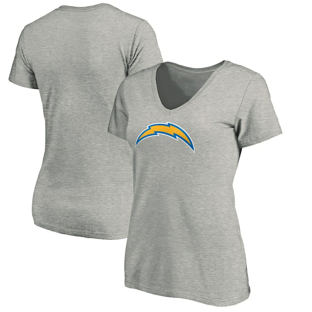 Los Angeles Chargers Women's Primary Logo V-Neck T-Shirt - Heather Gray cheap