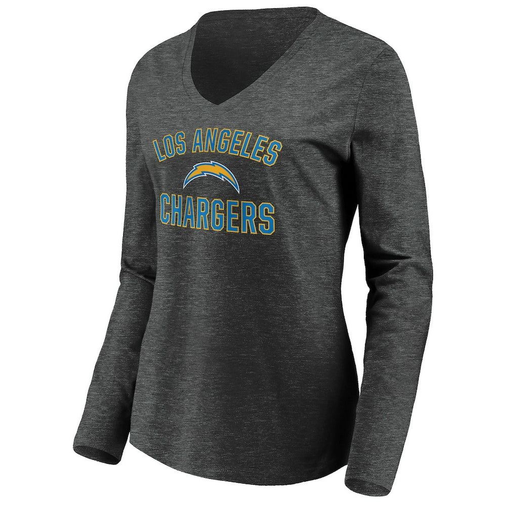 Los Angeles Chargers Women's Victory Arch Long Sleeve V-Neck T-Shirt - Heather Gray on sale