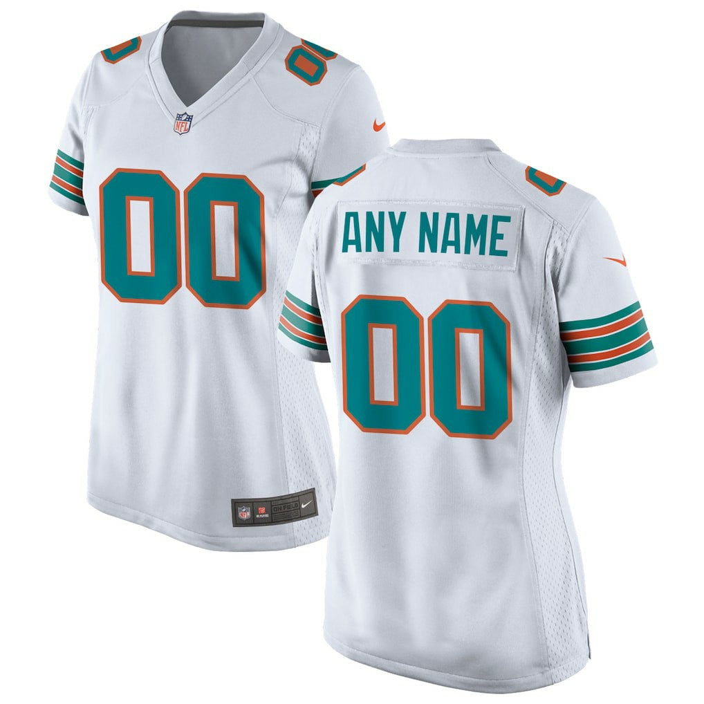Miami Dolphins Women's Alternate Custom Game Jersey - White outlet