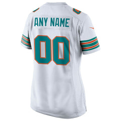 Miami Dolphins Women's Alternate Custom Game Jersey - White outlet