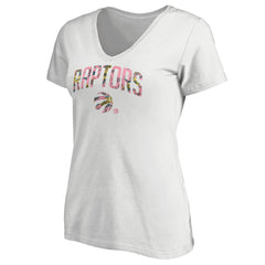 Toronto Raptors Women's Floral Arch V-Neck T-Shirt - White for sale