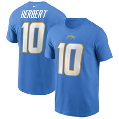 Justin Herbert Los Angeles Chargers Name & Number T-Shirt - Powder Blue for sale