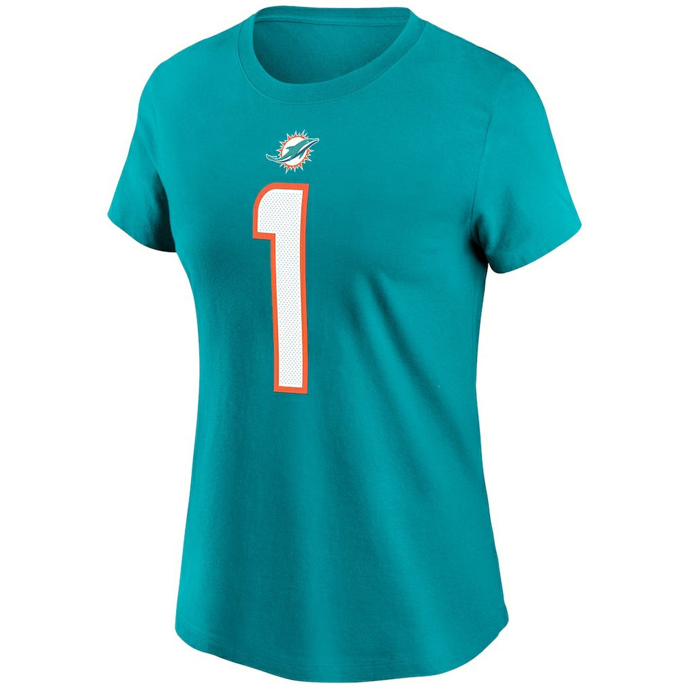 Tua Tagovailoa Miami Dolphins Women's Name & Number T-Shirt - Aqua for sale