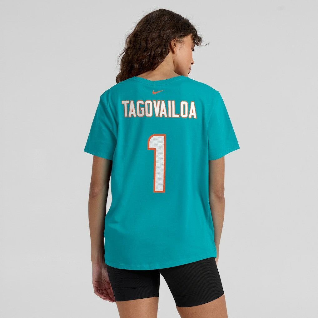 Tua Tagovailoa Miami Dolphins Women's Name & Number T-Shirt - Aqua for sale
