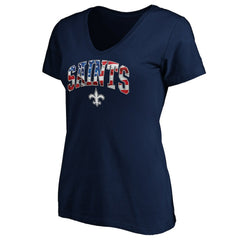 New Orleans Saints Women's Banner Wave V-Neck T-Shirt - Navy outlet