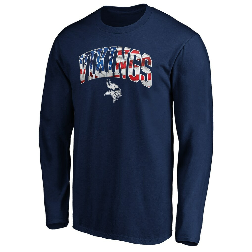 Minnesota Vikings Banner Wave Long Sleeve T-Shirt - Navy for sale