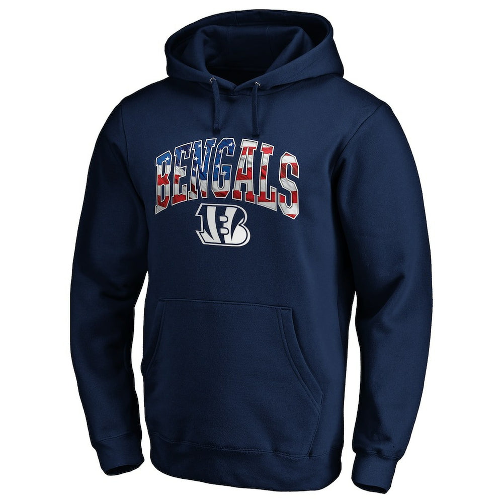 Cincinnati Bengals Banner Wave Fitted Pullover Hoodie - Navy on sale