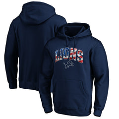 Detroit Lions Banner Wave Fitted Pullover Hoodie - Navy discount