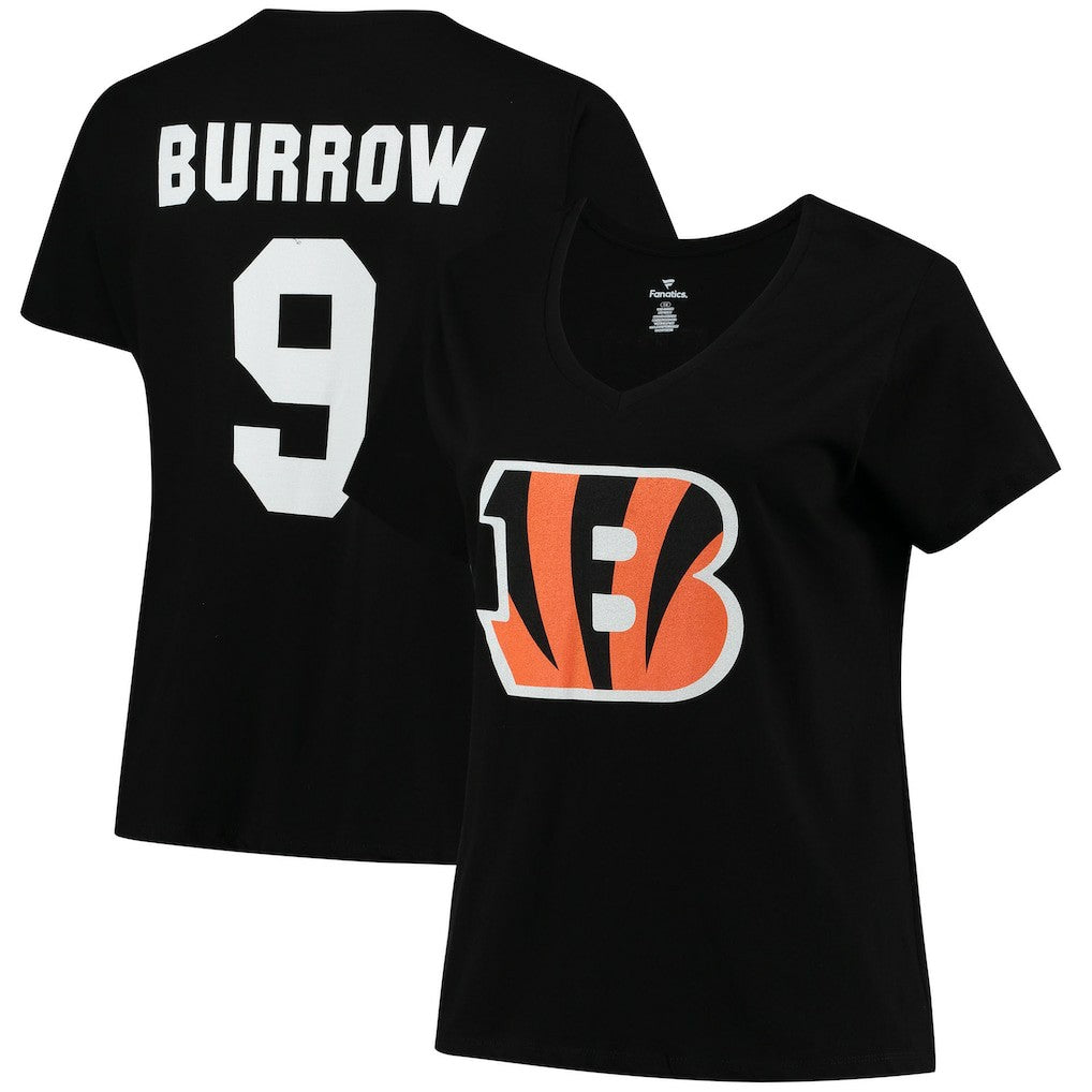 Joe Burrow Cincinnati Bengals Women's Plus Size Name & Number V-Neck T-Shirt - Black sale