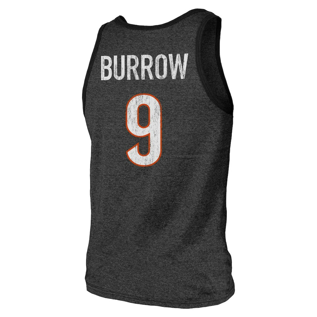 Joe Burrow Cincinnati Bengals Majestic Threads Name & Number Tri-Blend Tank Top - Black for sale