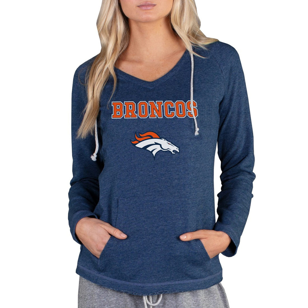 Denver Broncos Concepts Sport Women's Mainstream Tri-Blend Raglan Hoodie V-Neck Top - Navy outlet