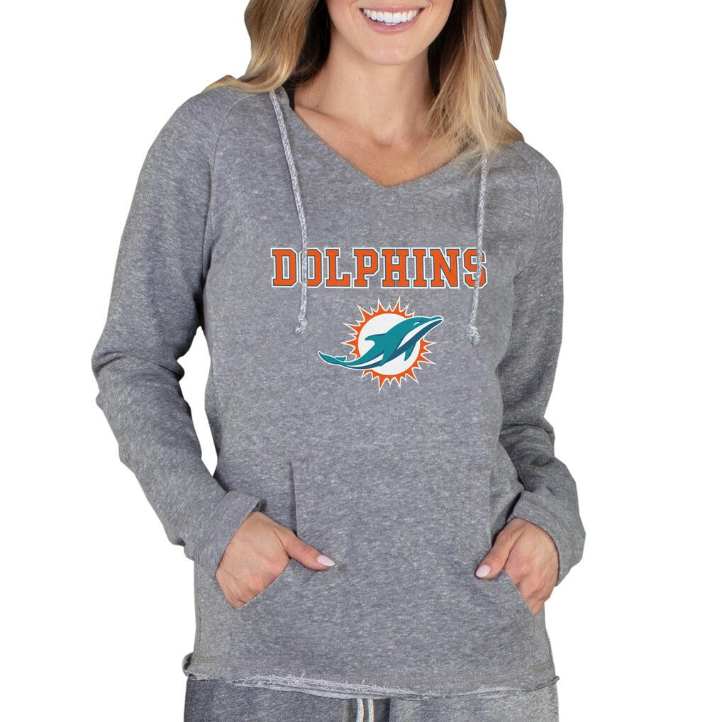 Miami Dolphins Concepts Sport Women's Mainstream Tri-Blend Raglan Hoodie V-Neck Top - Gray on sale