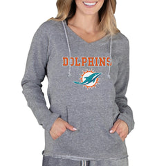 Miami Dolphins Concepts Sport Women's Mainstream Tri-Blend Raglan Hoodie V-Neck Top - Gray on sale
