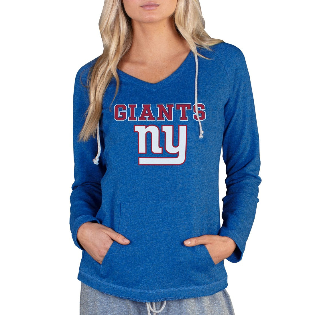 New York Giants Concepts Sport Women's Mainstream Tri-Blend Raglan Hoodie V-Neck Top - Royal outlet