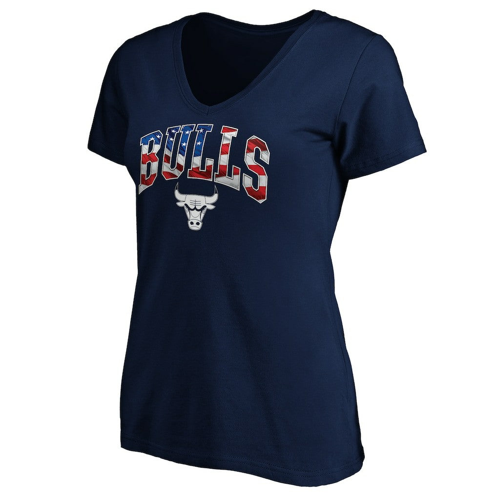 Chicago Bulls Women's Banner Wave V-Neck T-Shirt sale - Navy shop