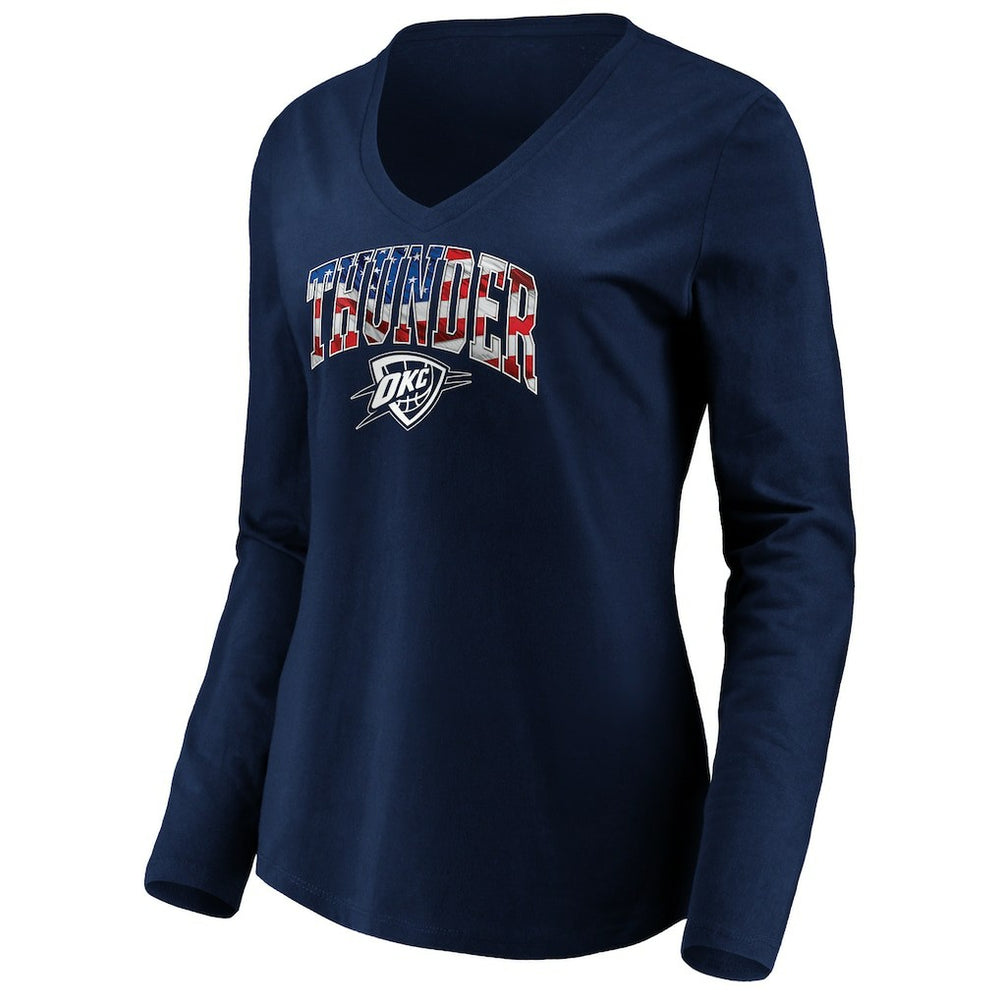 Oklahoma City Thunder Women's Banner Wave V-Neck Long Sleeve T-Shirt - Navy shop