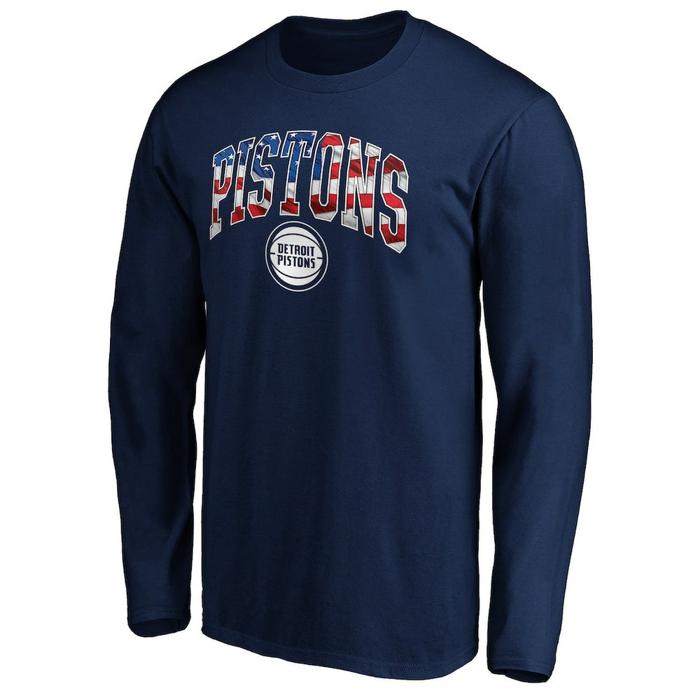 Detroit Pistons Banner Wave Long Sleeve T-Shirt sale - Navy shop