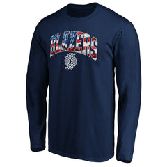 Portland Trail Blazers Banner Wave Long Sleeve T-Shirt - Navy discount