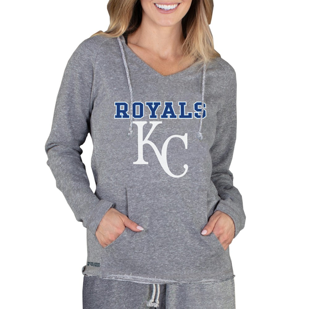 Kansas City Royals Concepts Sport Women's Mainstream Terry Long Sleeve Hoodie Top Gray