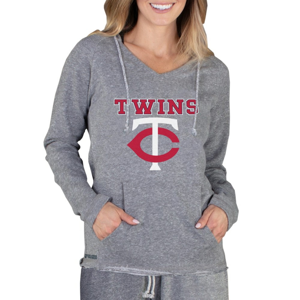 Minnesota Twins Concepts Sport Women's Mainstream Terry Long Sleeve Hoodie Top Gray