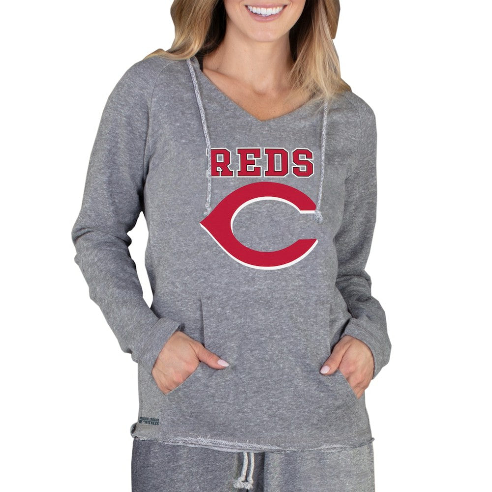 Cincinnati Reds Concepts Sport Women's Mainstream Terry Long Sleeve Hoodie Top Gray