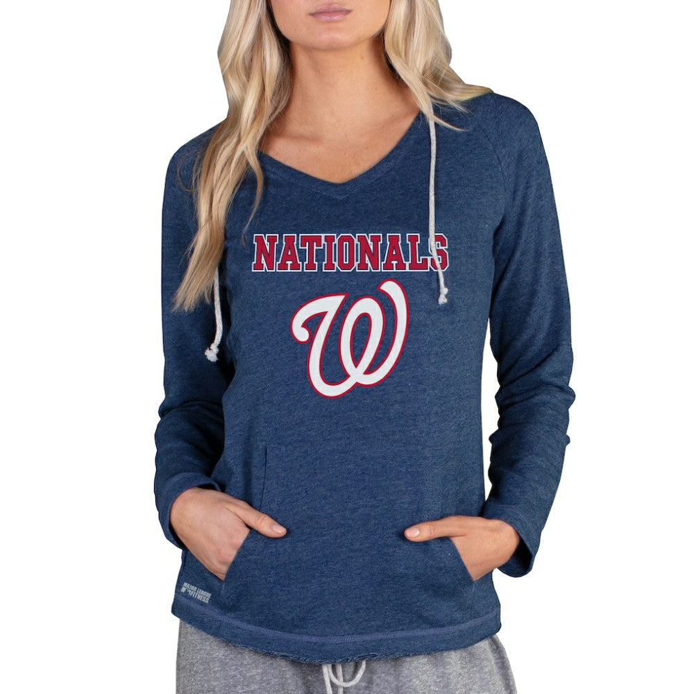 Washington Nationals Concepts Sport Women's Mainstream Terry Long Sleeve Hoodie Top Navy
