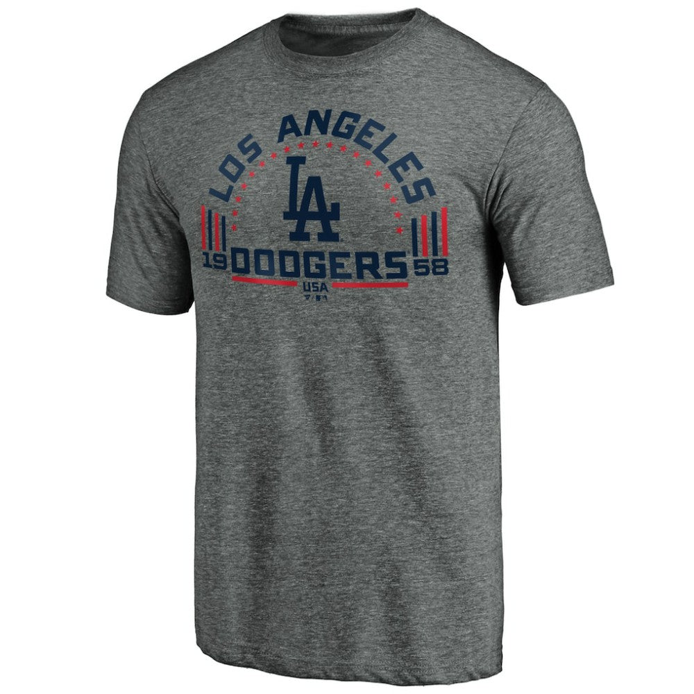 Los Angeles Dodgers Team Freedom Tri-Blend T-Shirt Gray