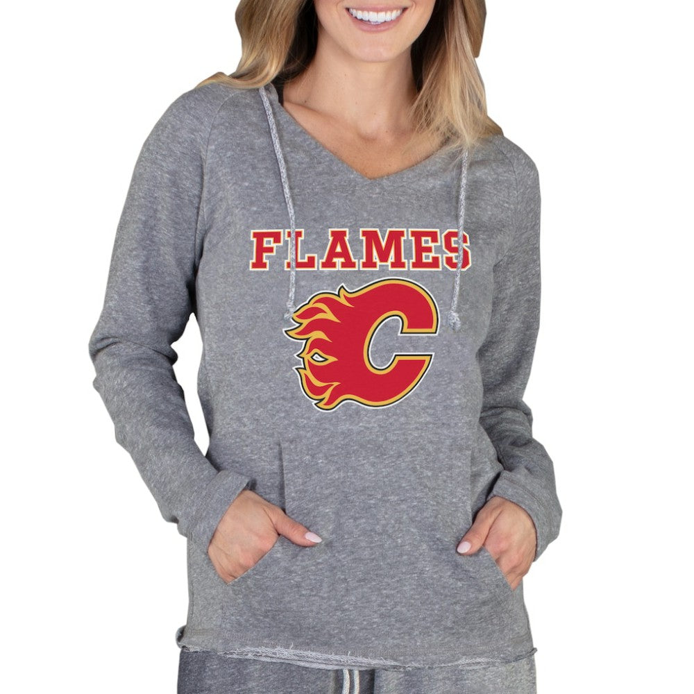 Calgary Flames Concepts Sport Women's Mainstream Terry Tri-Blend Long Sleeve Hooded Top - Gray Tops