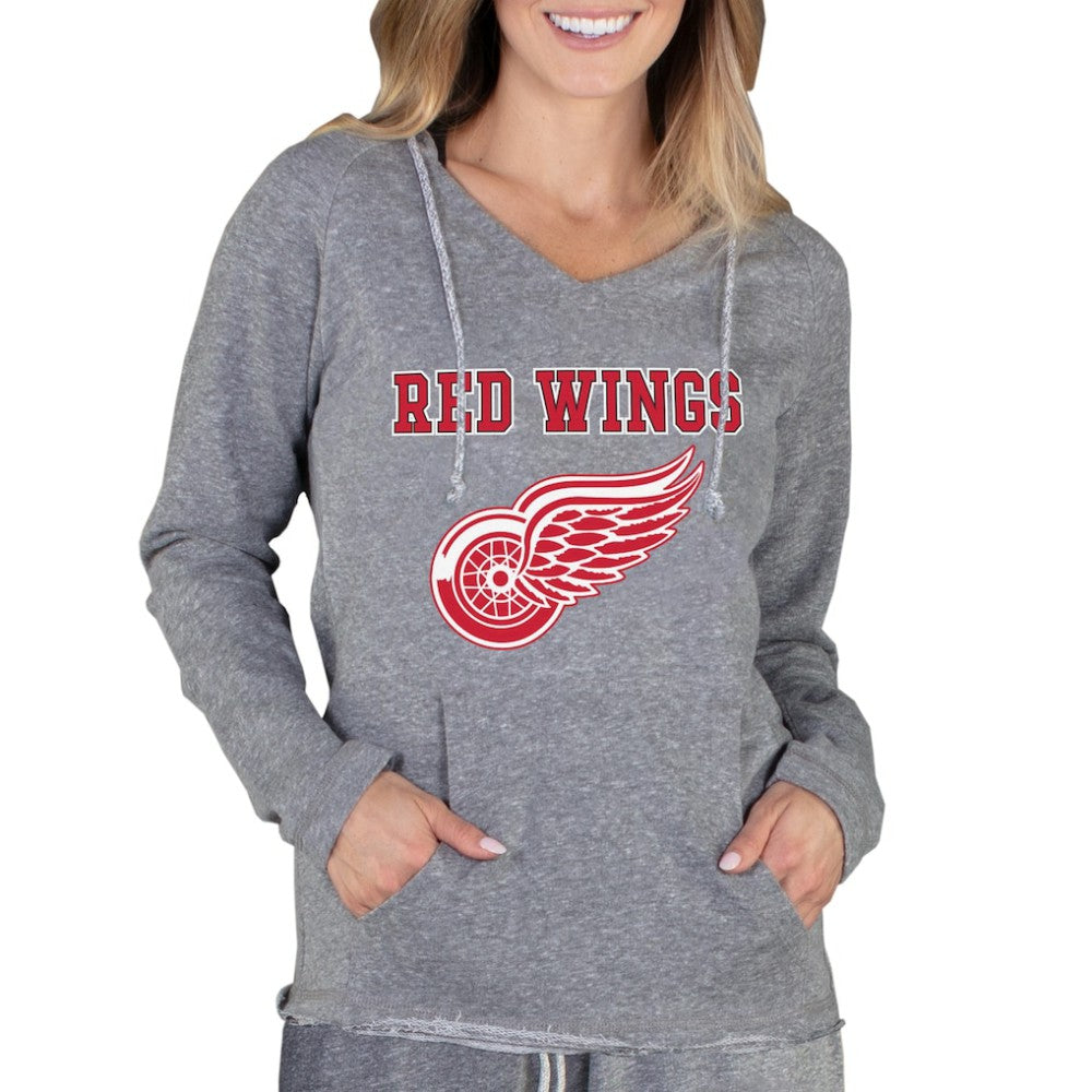 Detroit Red Wings Concepts Sport Women's Mainstream Terry Tri-Blend Long Sleeve Hooded Top - Gray Tops