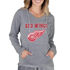 Detroit Red Wings Concepts Sport Women's Mainstream Terry Tri-Blend Long Sleeve Hooded Top - Gray Tops
