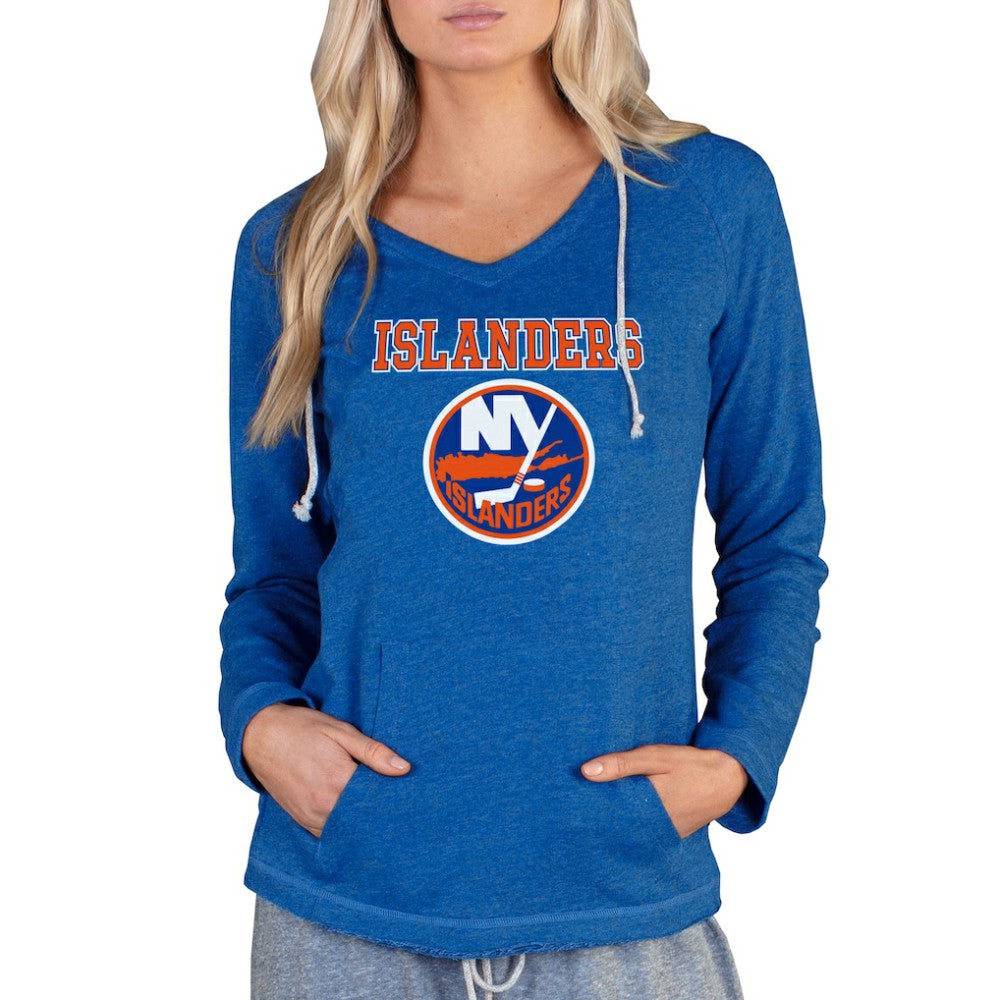 New York Islanders Concepts Sport Women's Mainstream Terry Tri-Blend Long Sleeve Hooded Top - Royal Tops