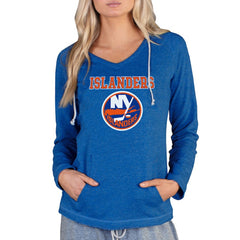 New York Islanders Concepts Sport Women's Mainstream Terry Tri-Blend Long Sleeve Hooded Top - Royal Tops