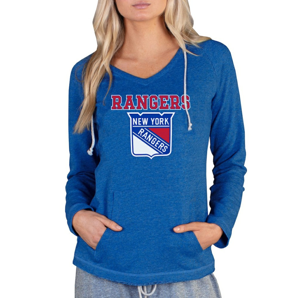 New York Rangers Concepts Sport Women's Mainstream Terry Tri-Blend Long Sleeve Hooded Top - Royal Tops
