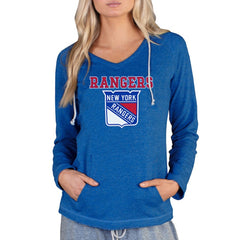 New York Rangers Concepts Sport Women's Mainstream Terry Tri-Blend Long Sleeve Hooded Top - Royal Tops