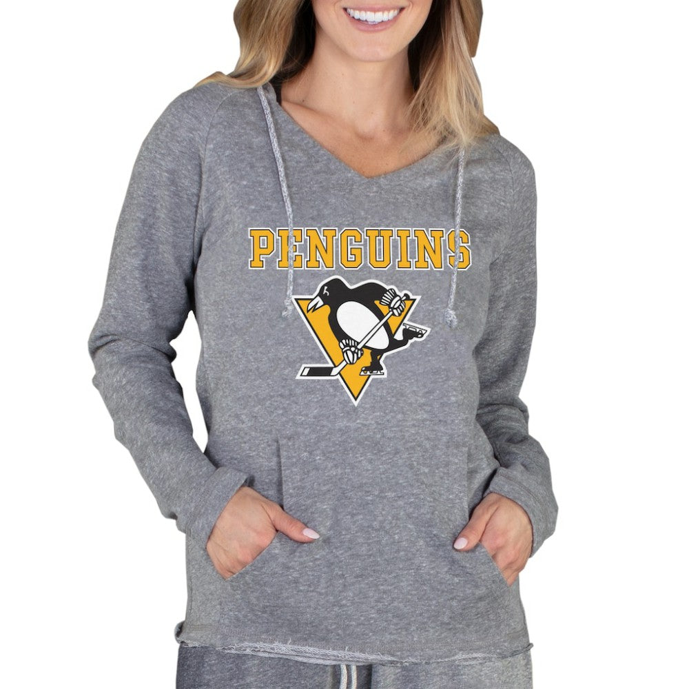 Pittsburgh Penguins Concepts Sport Women's Mainstream Terry Tri-Blend Long Sleeve Hooded Top - Gray Tops