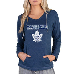 Toronto Maple Leafs Concepts Sport Women's Mainstream Terry Tri-Blend Long Sleeve Hooded Top - Navy Tops