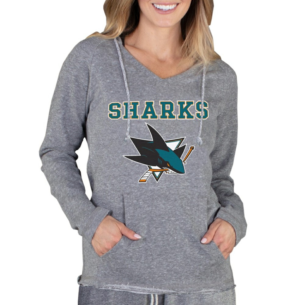 San Jose Sharks Concepts Sport Women's Mainstream Terry Tri-Blend Long Sleeve Hooded Top - Gray Tops