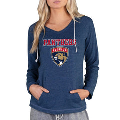 Florida Panthers Concepts Sport Women's Mainstream Terry Tri-Blend Long Sleeve Hooded Top - Navy Tops