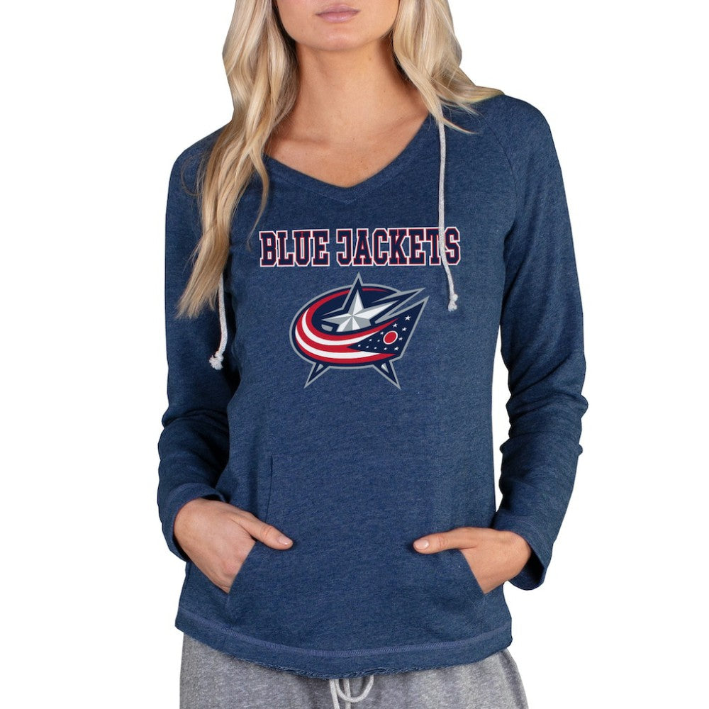 Columbus Blue Jackets Concepts Sport Women's Mainstream Terry Tri-Blend Long Sleeve Hooded Top - Navy Jackets